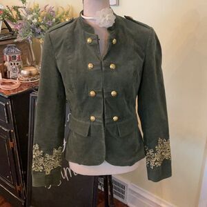 *Together Classics* Olive Velvet Military Jacket S